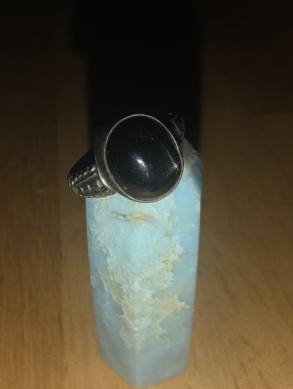 Sterling Silver Black Onyx Oval Ring - Women's Fashion Ring